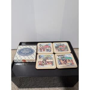 Set of 4 Jill Walker's Barbados Scenes Coasters with Cork Back